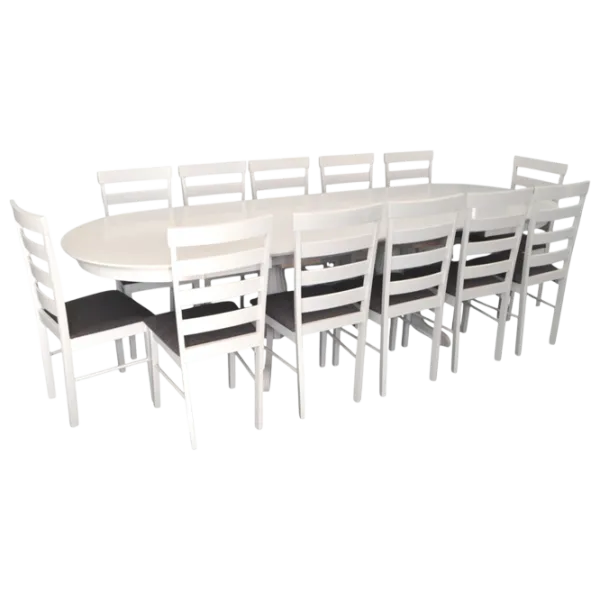 Set masă și scaune Evelin HV-33V + 12 Gloria Ovală / MDF / White photo 1