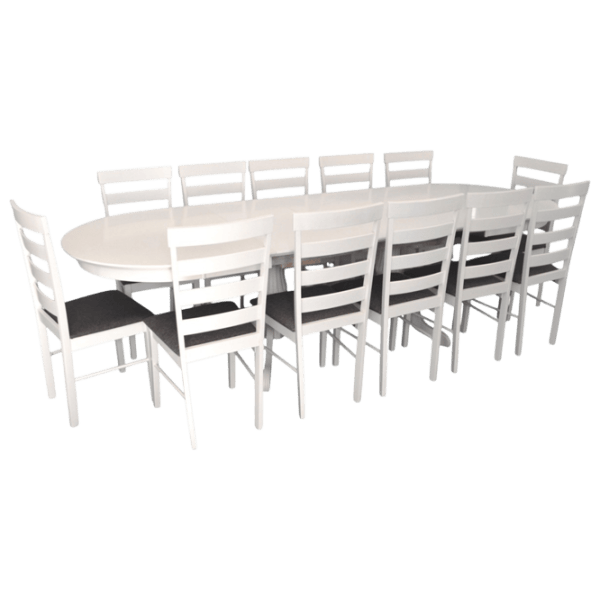 Set masă și scaune Evelin HV-33V + 12 Gloria Ovală / MDF / White photo 1