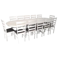 Set masă și scaune Evelin HV-33V + 12 Gloria Ovală / MDF / White