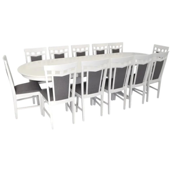 Set masă și scaune Evelin HV-33V + 12 DEPPA R Ovală / MDF / White photo 1