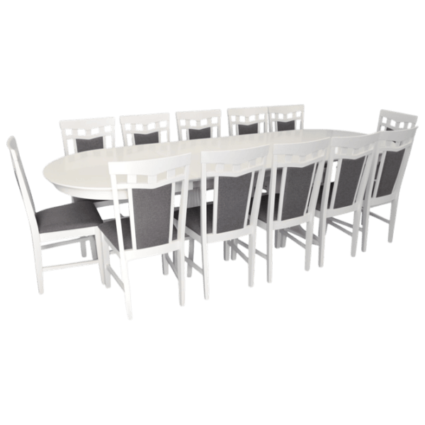 Set masă și scaune Evelin HV-33V + 12 DEPPA R Ovală / MDF / White photo 1