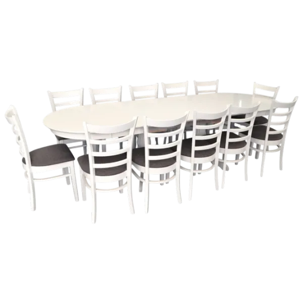 Set masă și scaune Evelin HV-33V + 12 COCO Ovală / MDF / White photo 1