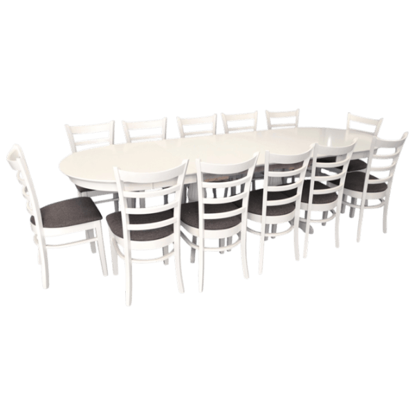 Set masă și scaune Evelin HV-33V + 12 COCO Ovală / MDF / White photo 1