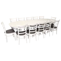 Set masă și scaune Evelin HV-33V + 12 COCO Ovală / MDF / White