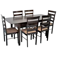 Set masă și scaune Evelin HV-27V + 6 GLORIA Dreptunghiulară / MDF / Chocolate