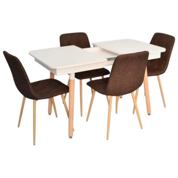 Set masă și scaune Evelin HV-27V + 4 YTC 080Wo Dreptunghiulară / MDF / White photo 1
