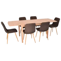 Set masă și scaune Evelin HV-27V + 6 YTC 080Wo Dreptunghiulară / Lemn / Light Brown