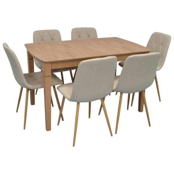 Set masă și scaune Evelin HV-27V + 6 YTC 080Wo Dreptunghiulară / Lemn / Light Brown photo 1