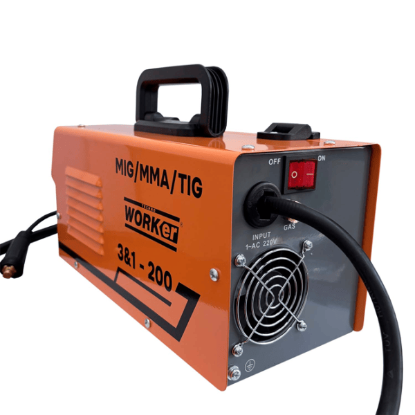 Aparat de sudat Technoworker 3 in 1 200 240 V semiautomat (MIG/MAG), cu electrod (MMA), cu gaz inert (TIG) / Orange photo 4