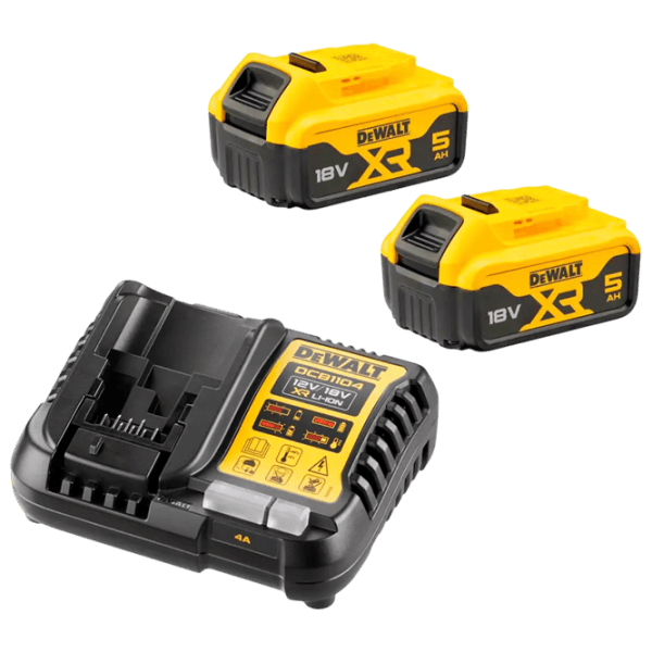Комплект из аккумулятора и зарядного устройства Dewalt DCB1104P2 Li-Ion / 5 Ач / 18 V photo 1