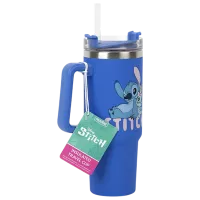 Cană termo Paladone Disney Stitch Blue Insulated Cup and Straw 900 ml