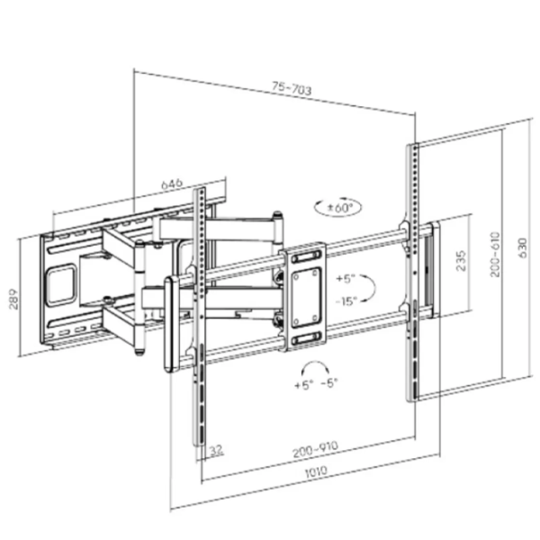 Suport TV Gembird WM-120ST-01 VESA 900 x 600 mm photo 6