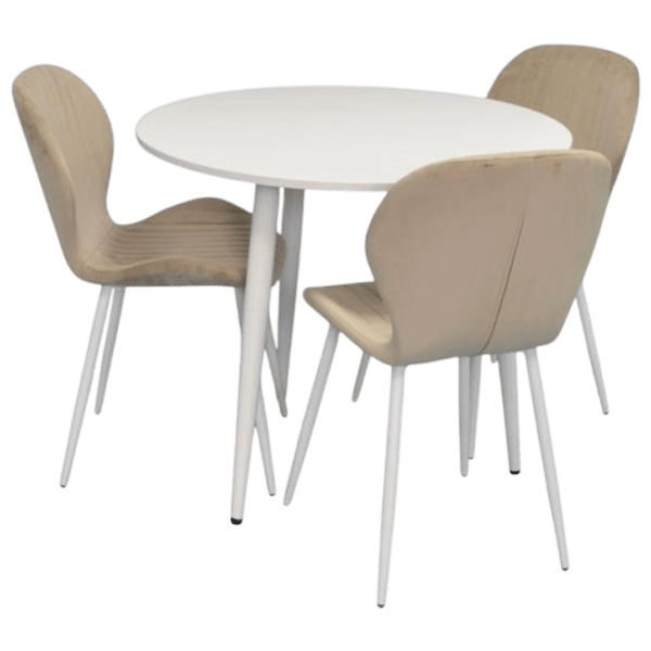 Set masă și scaune Evelin DT 404-5Wh + 3 YTC-064Wh Rotundă / PAL / White photo 1