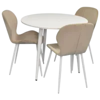 Set masă și scaune Evelin DT 404-5Wh + 3 YTC-064Wh Rotundă / PAL / White