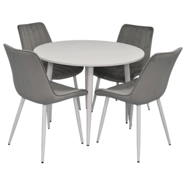 Set masă și scaune Evelin DT 402-5Wh + 4 YTC-080Wh Rotundă / PAL / White photo 1