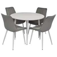 Set masă și scaune Evelin DT 402-5Wh + 4 YTC-080Wh Rotundă / PAL / White