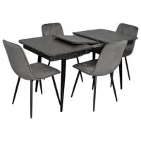 Set masă și scaune Evelin DT 431-3R B + 4 YTC-080B BLU-14 Dreptunghiulară / PAL / Dark Gray