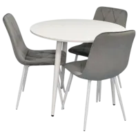 Set masă și scaune Evelin DT 404-5Wh + 3 YTC-080Wh BLU-13 Rotundă / PAL / Light Grey