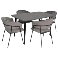 Set masă și scaune Evelin DT 405-6B + 4 YTC-097B UF BLU-14 Dreptunghiulară / PAL / Dark Grey