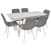 Set masă și scaune Evelin DT 431-1R Wh + 6 YTC-080Wh BLU-13 Dreptunghiulară / PAL / Light Gray