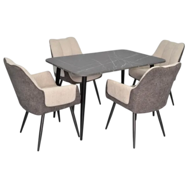 Set masă și scaune Evelin DT 405-6B + 4 QT-227B UF885-13 Dreptunghiulară / PAL / Light Gray photo 1