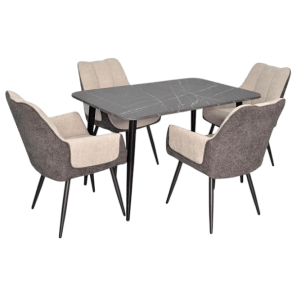 Set masă și scaune Evelin DT 405-6B + 4 QT-227B UF885-13 Dreptunghiulară / PAL / Light Gray photo 1
