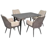 Set masă și scaune Evelin DT 405-6B + 4 QT-227B UF885-13 Dreptunghiulară / PAL / Light Gray