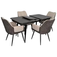 Set masă și scaune Evelin DT 432-3R B + 4 QT-227B UF885-13 Dreptunghiulară / PAL / Dark Gray
