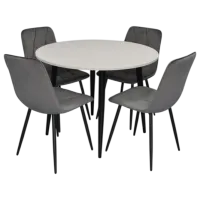 Set masă și scaune Evelin DT 402-3B + 4 YTC-080B BLU-14 Rotundă / PAL / Dark Gray