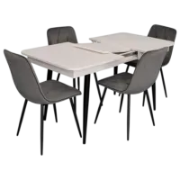 Set masă și scaune Evelin DT 431-1R B + 4 YTC-080B BLU-14 Dreptunghiulară / PAL / Dark Gray