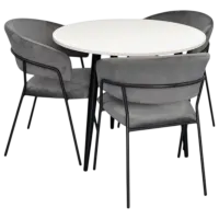 Set masă și scaune Evelin DT 404-3B + 3 YTC-097B UF BLU-14 Rotundă / PAL / Dark Gray