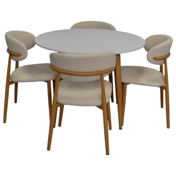 Set masă și scaune Evelin DT 402-1Wo + 4 QT-284Wo UF885-02 Rotundă / PAL / Light Beige photo 1