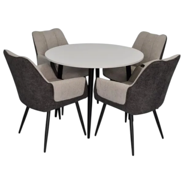 Set masă și scaune Evelin DT 402-3B + 4 QT-227B UF885-13 Rotundă / PAL / Light Gray photo 1