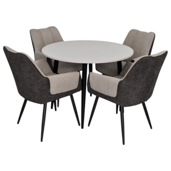 Set masă și scaune Evelin DT 402-3B + 4 QT-227B UF885-13 Rotundă / PAL / Light Gray photo 1