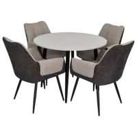 Set masă și scaune Evelin DT 402-3B + 4 QT-227B UF885-13 Rotundă / PAL / Light Gray