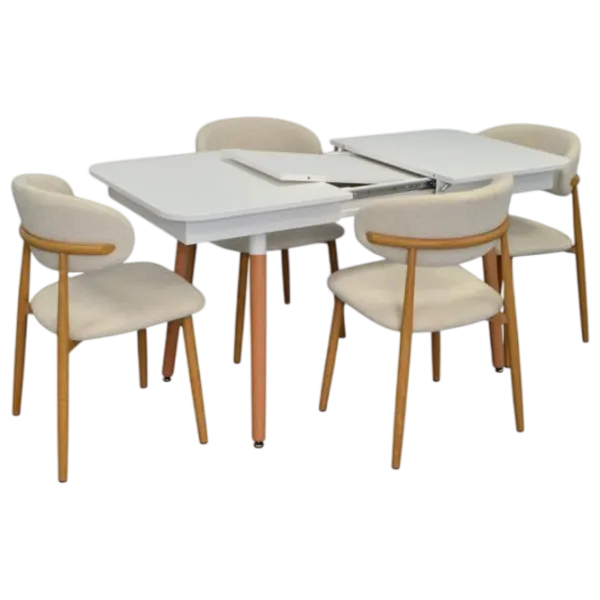 Set masă și scaune Evelin DT 432-1R Wo + 4 QT-284Wo UF885-02 Dreptunghiulară / PAL / Light Beige photo 1