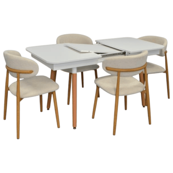 Set masă și scaune Evelin DT 432-1R Wo + 4 QT-284Wo UF885-02 Dreptunghiulară / PAL / Light Beige photo 1