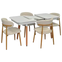 Set masă și scaune Evelin DT 432-1R Wo + 4 QT-284Wo UF885-02 Dreptunghiulară / PAL / Light Beige
