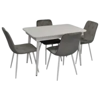 Set masă și scaune Evelin DT 431-1R Wh + 4 YTC-080Wh BLU-13 Dreptunghiulară / PAL / Light Gray
