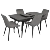 Set masă și scaune Evelin DT 431-3R B + 4 YTC-055B BLU-14 Dreptunghiulară / PAL / Dark Gray