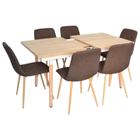 Set masă și scaune Evelin DT 433-4WO + 6 YTC-080Wo BJORN-45 Dreptunghiulară / PAL / Dark Brown
