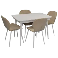 Set masă și scaune Evelin DT 431-1R Wh + 4 YTC-064Wh UF910-01 Dreptunghiulară / PAL / Light Beige