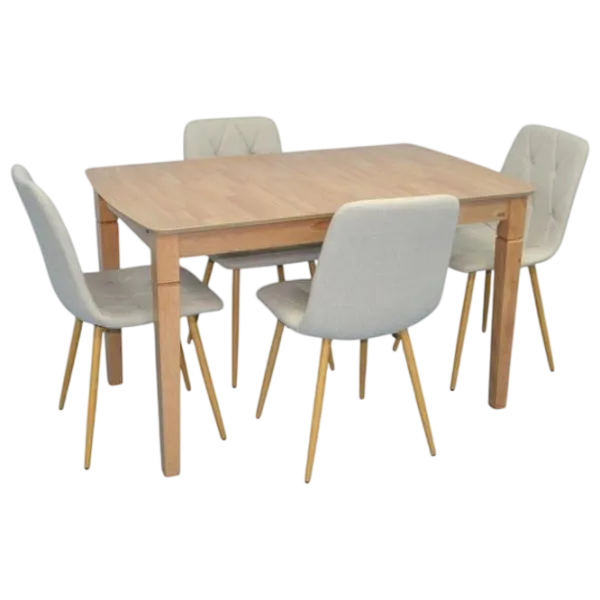 Set masă și scaune Evelin HV-27V + 4 YTC 080Wo BJORN24 Dreptunghiulară / PAL / Light Brown photo 1