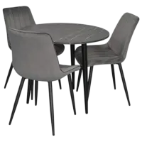 Set masă și scaune Evelin DT 404-6B + 3 YTC-055B BLU-14 Rotundă / PAL / Dark Gray