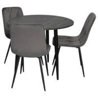 Set masă și scaune Evelin DT 404-6B + 3 YTC-080B BLU-14 Rotundă / PAL / Dark Gray