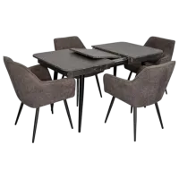 Set masă și scaune Evelin DT 432-3R B + 4 YTC-090B UF885-15 Dreptunghiulară / PAL / Dark Gray