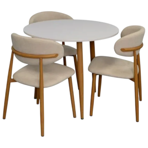 Set masă și scaune Evelin DT 404-1Wo + 3 QT-284Wo UF885-02 Rotundă / PAL / Light Beige photo 1