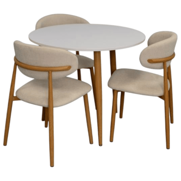 Set masă și scaune Evelin DT 404-1Wo + 3 QT-284Wo UF885-02 Rotundă / PAL / Light Beige photo 1