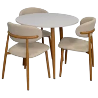 Set masă și scaune Evelin DT 404-1Wo + 3 QT-284Wo UF885-02 Rotundă / PAL / Light Beige