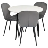 Set masă și scaune Evelin DT 404-3B + 3 YTC-064B BLU-14 Rotundă / PAL / Dark Gray